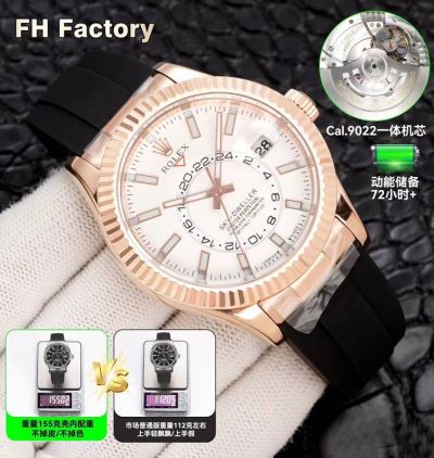 FH Factory Rolex Sky-dweller Replica with Rose Gold 9002 Movement 904L Steel 42mm Watch